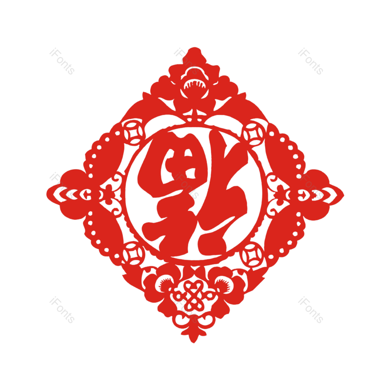 新年剪纸图片,新年贴纸元素,剪纸素材PNG,福字免抠素材